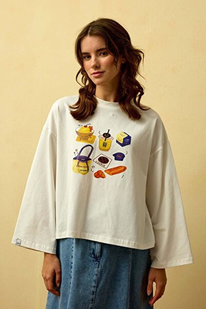 Ceylan Otantik Ecru Cookie Printed Basic Body