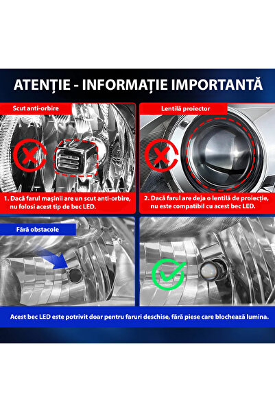 AUXITO H7 LED set 90W, 6500K, Canbus, Turbo Lens