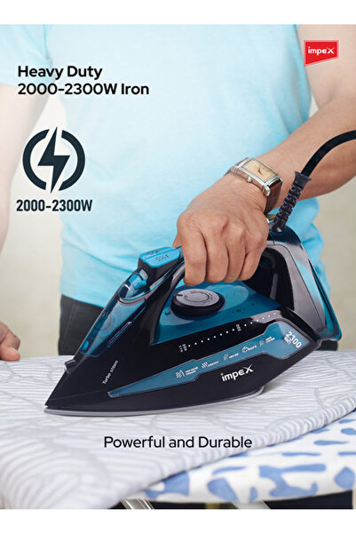 İMPEX IBS404 2300W Steam Iron, Ceramic Soleplate, Spray, 360° Cord, Vertical/Horizontal,Pilot lamp