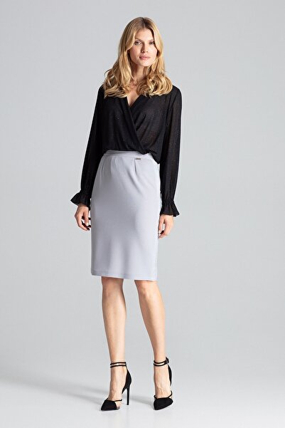 Figl Elegant pencil skirt, fitted, gray, M688, size M