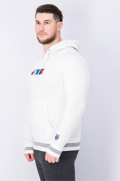 K-Swiss Men Hood With Drawstring Graphic Print Long Sleeves Sweatshirt, White