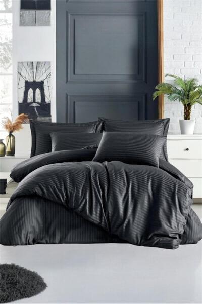 Bayev Berry Black Single Cotton Satin Duvet Cover Set 160 X 220