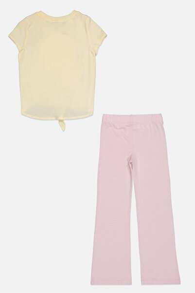 Puma Kids Girl 2 Pieces Graphic Print Short Sleeve Top And Wide Leg Pants, Multicolor