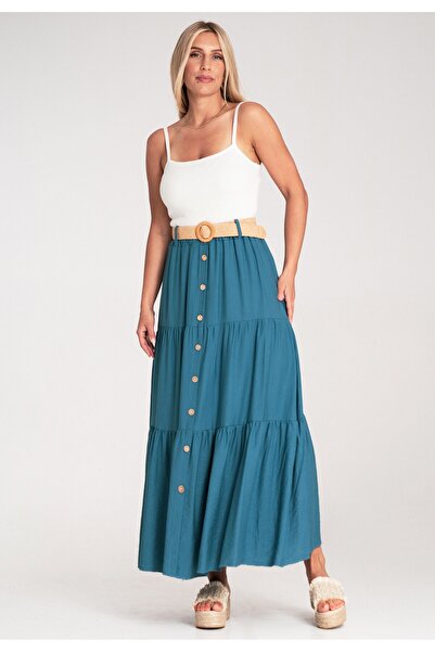 Figl Front Button Skirt - Summer Maxi Skirt - Blue M1222 size L/XL