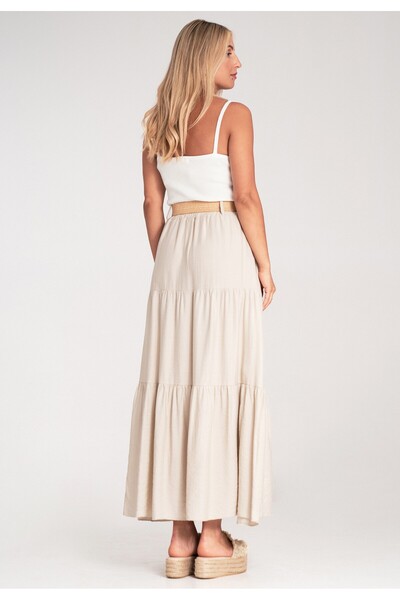 Figl Front button skirt - Summer maxi skirt - Beige M1222 size L/XL