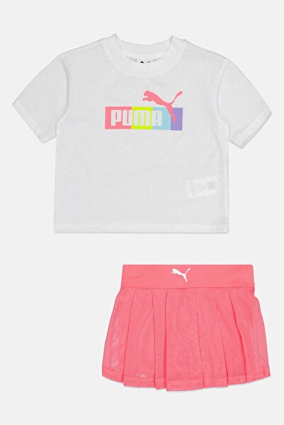 Puma Kids Girl Brand Logo Short Sleeve T-Shirt And Shorts, Multicolor