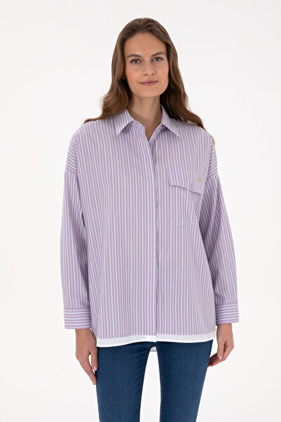 U.S. Polo Assn. Women's Purple Striped Long Sleeve Shirt 50316369-Vr245