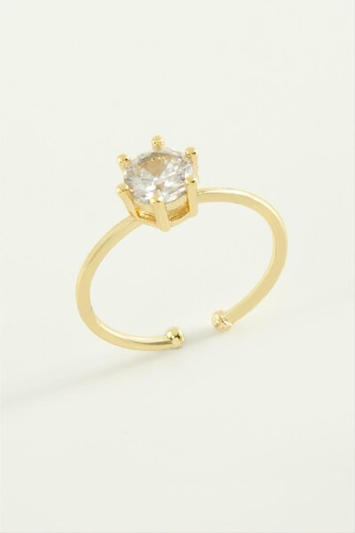 ZERO LAND MTXDPN زركون (151414) خاتم مرصع بالزركون - أصفر