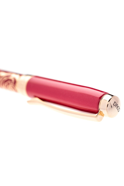 Daco Red metal pen with Rose pattern, F iridium nib, gift box, ideal for school and office