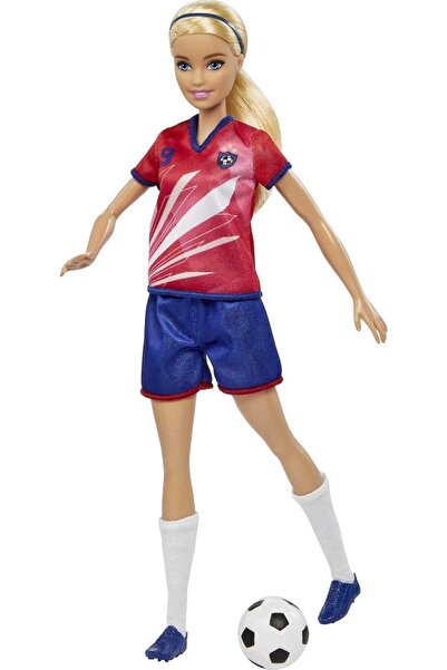 Barbie ® Blonde Soccer Doll, Number 9 Outfit with Long Socks, Ages 3+