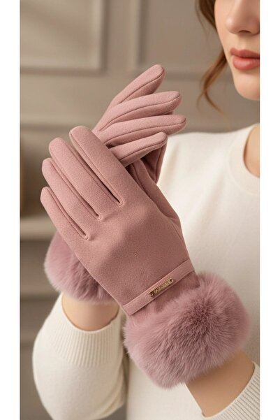 gigigiyim Women's Gloves with Faux Fur Detail