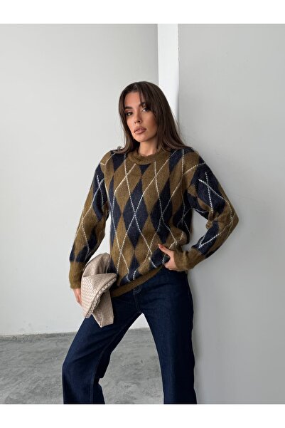 mydukkan.co Ribbed Diamond Pattern Sweater