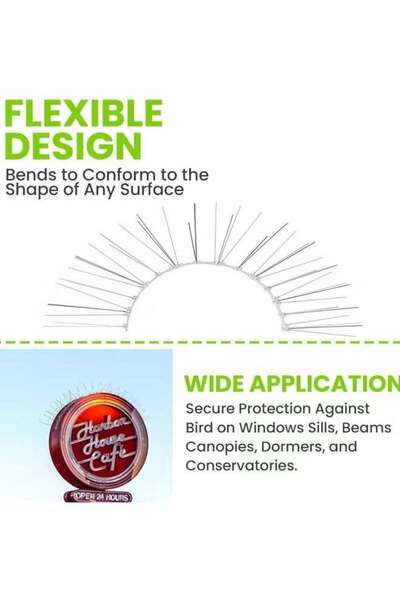 Generic Stainless Steel Bird Spikes with Plastic Base — Outdoor Bird Repellent (small birds & squirrels)