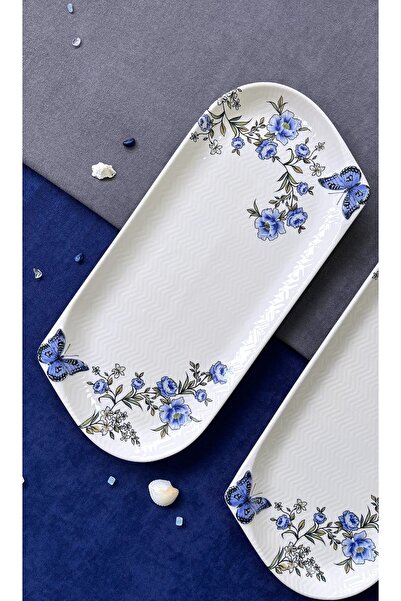 ers erbaşlar PAPILLON FLEUR MAVİ 2 PARÇA LÜX BÜYÜK OVAL TABAĞI SETİ