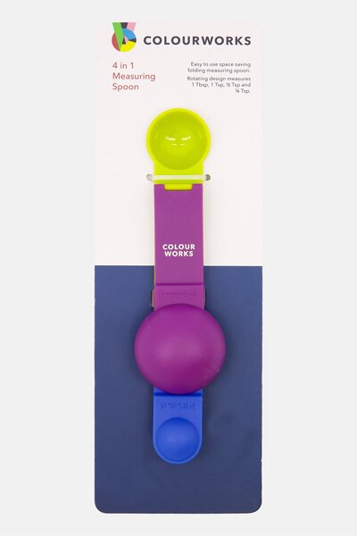 Colour Works 4 In 1 Measuring Spoon, Purple/Blue Combo