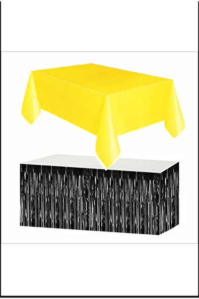 PartAntalya Τραπεζομάντιλο ZENVİVA κίτρινο, μαύρη φούστα τραπεζιού