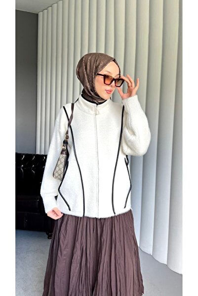 Thebomb Mira Zippered Angora Pocket Cardigan