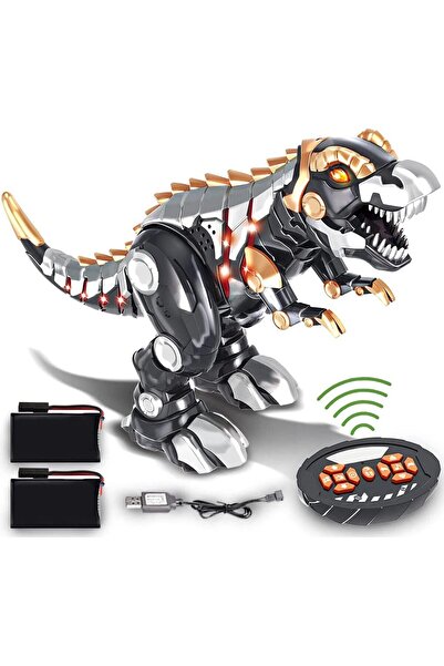 fitto Large T-Rex Remote Control Dinosaur Toy, Programmable, Glowing Eyes, Rechargeable Battery, Sounds &