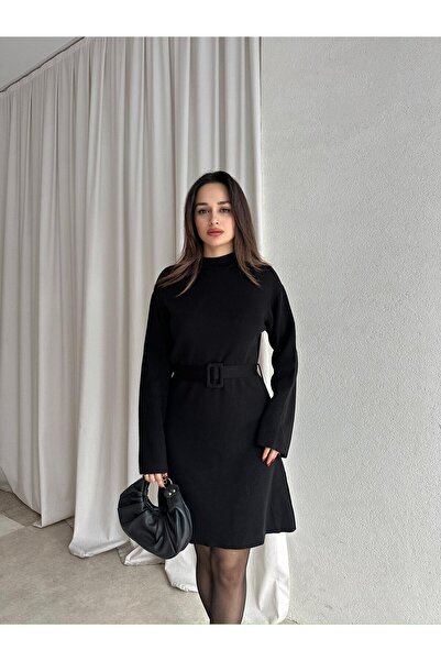 Mooi Butik Mi̇u Knitwear Mini Dress 8615 - Black