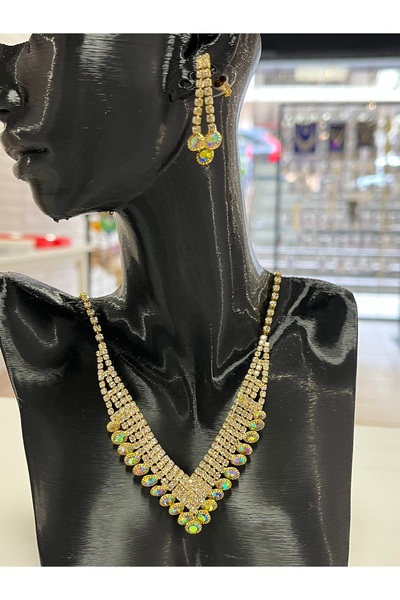 Nazbijuterii Zirkon abiye kolye seti