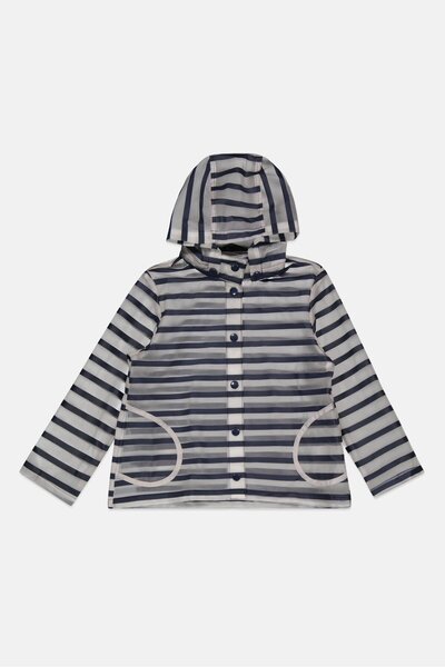 Tchibo Kids Girl Stripe Hooded Rain Jacket, Navy