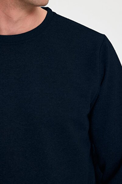 Tudors Men's Relax Fit Cotton 2 Thread Soft Textured Crew Neck Navy Blue Tracksuit Set