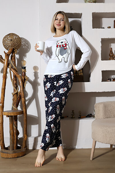 forte bella Patterned Long Sleeve Top and Bottom Pajama Set