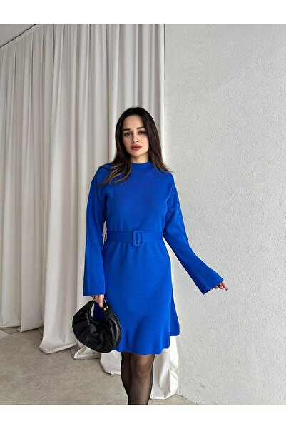 Mooi Butik Mi̇u Knitwear Mini Dress 8615 - Blue