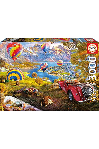 EDUCA Hot Air Balloons Jigsaw Puzzle, 3000 pieces, includes glue, 47.25×37.8 in, Ages 14+ (19947)