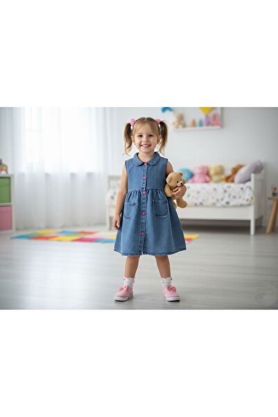 ruhaay Kız çocuk mevsimlik kot elbise (1 beden büyük alınız.)