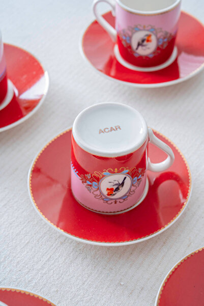 ACAR Candy 6-Person Porcelain Coffee Cup Set - 90 ml