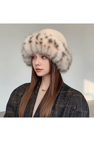 gigigiyim Leopard Detailed Faux Fur Detailed Women's Kalpak Beanie