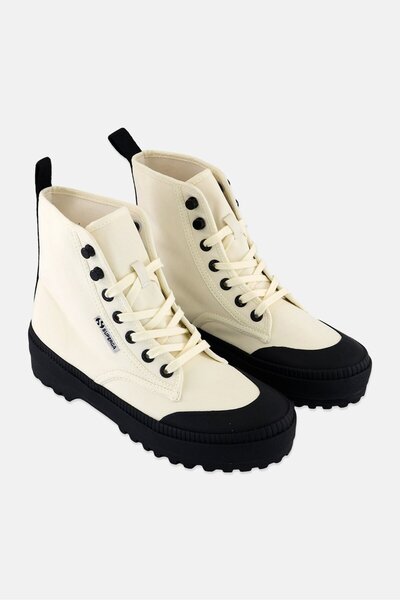 Superga Women 2348 Alpina Nylon Trek Lace Up Shoes, Ivory