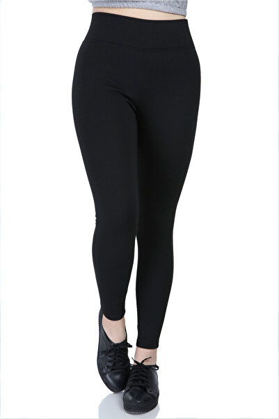 AFVENTE Women's Black Winter High Waist t Shaping / Sculpting Steel Knitted Leggings with Fleece Inside