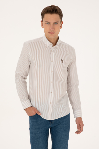 U.S. Polo Assn. Men's Stone Long Sleeve Shirt 50308580-Vr049