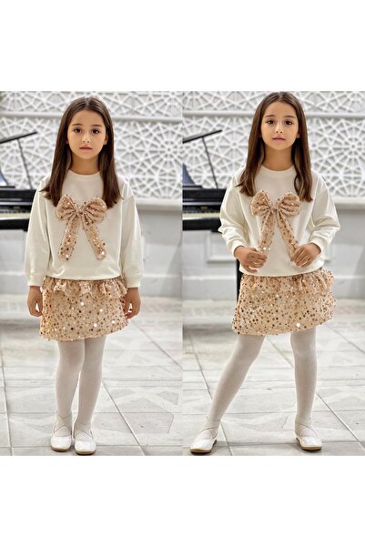 ALPİDS 3-Piece Girls' Set with Balloon Skirt Made of Pul Fabric