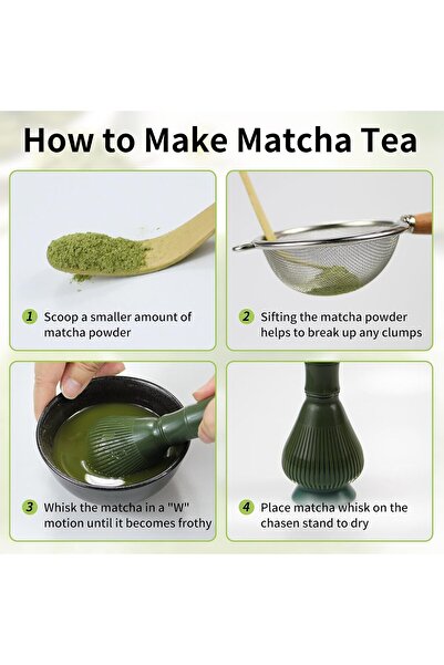 fulina Matcha Whisk,Traditional Japanese Chasen Matcha Tea Whisk Gifts for Tea Lovers Reusable,Black+Green