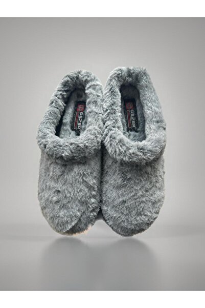 GEZER Plush Women's Winter Home Guest Slippers Gray Color