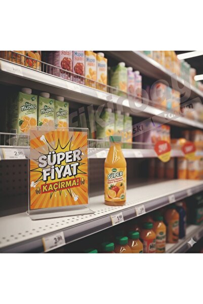 FİKİRBAY A5 Boyutunda Şeffaf Pleksi Masaüstü Fiyatlık Standı, Menü Tutucu, Fö...