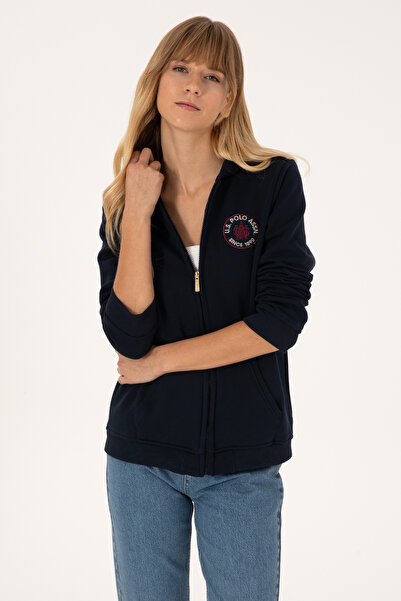 U.S. Polo Assn. Women's Navy Blue Fleece-Lined Hooded Sweatshirt 50307766-Vr033