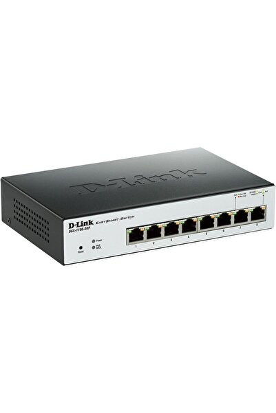 D-Link مفتاح جيجابت ذكي سهل الاستخدام مزود بـ 8 منافذ PoE (DGS-1100-08P)