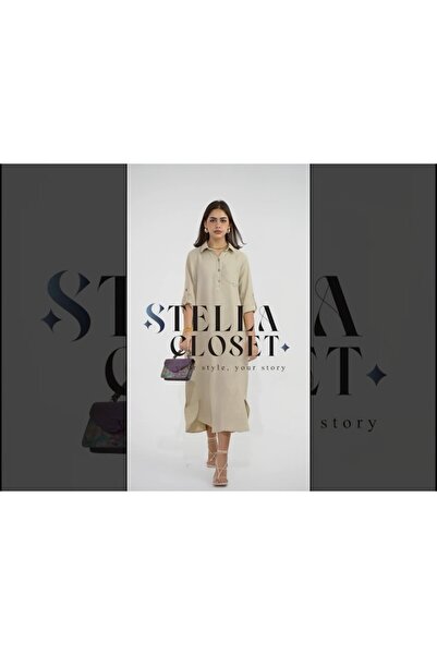 stellacloset Beige Long Linen Dress 2025