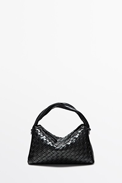 Massimo Dutti Napa deri örgü mini çanta