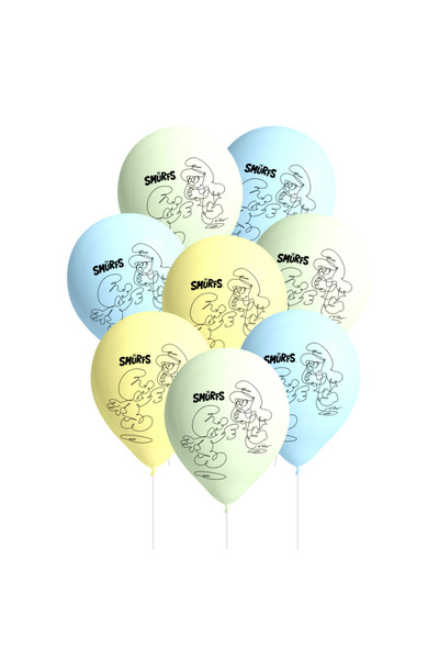 BEENsmile Set 8 baloane latex Strumfi 28 cm