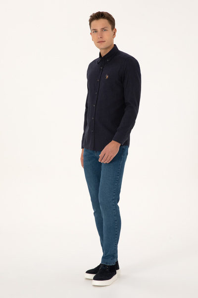 U.S. Polo Assn. Men's Navy Blue Long Sleeve Basic Shirt 50315710-Vr033