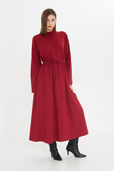 ESPİNA Women's Turtleneck Spanish Sleeve 2 Thread Maxi Length Dress