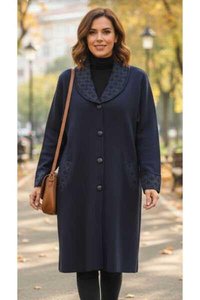 Aylin GÜNCÜOĞLU UZUN KOLLU CEPLİ YAKALI UZUNLUĞU 100cm ÇELİK ÖRGÜ HIRKA