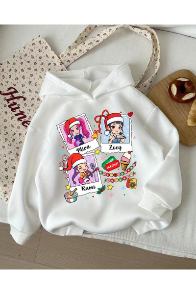 Touz Moda Χριστουγεννιάτικο Young KPop Demon Hunters Φούτερ με κουκούλα με 3 κλωστές