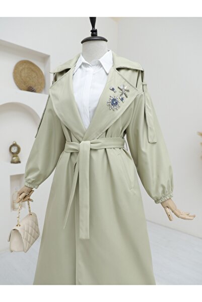 HİJABAYA Παλτό καμπαρντίνας με μανίκια με πέτρα με καρφίτσα