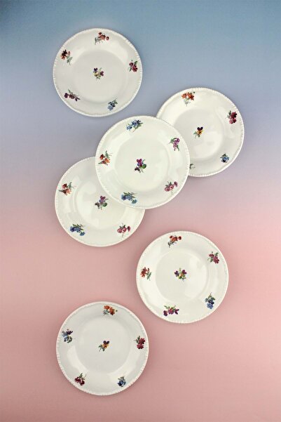 Bursa Porselen Dekor Pearl Series Bloom 6-Piece Cake/Cookie Plate